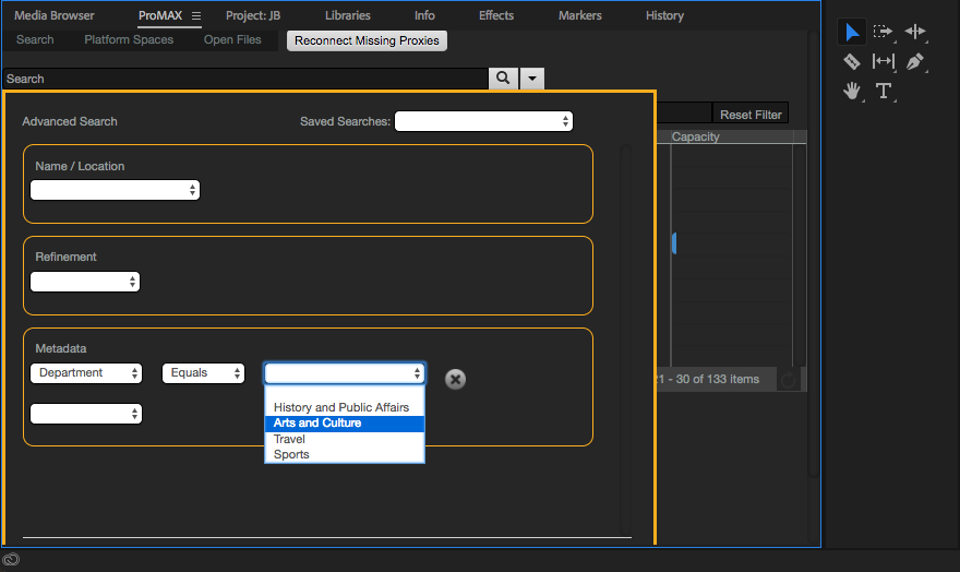 ProMAX Platform Adobe Premiere Panel